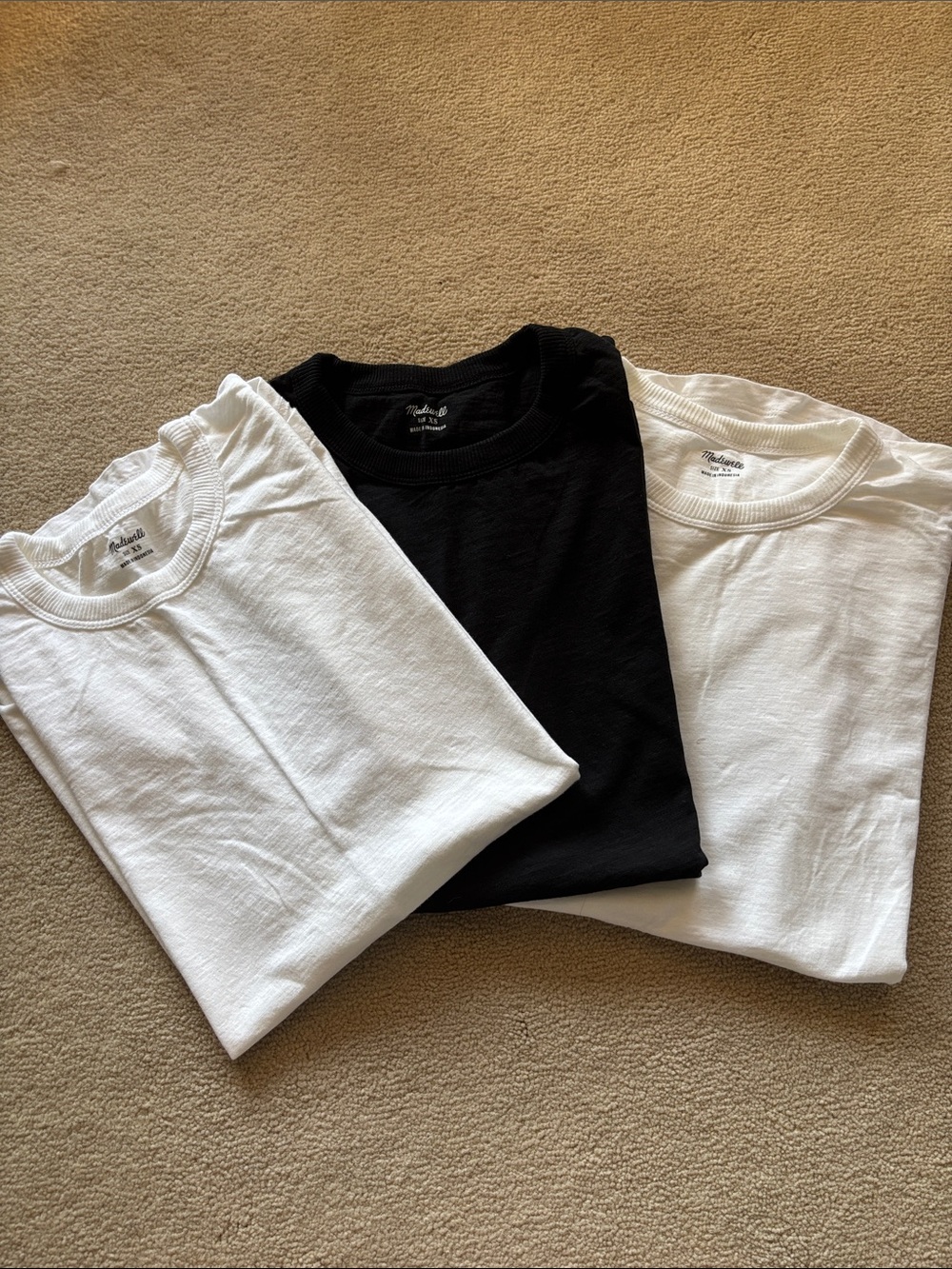 New Madewell Short Sleeve Crew Tees- White & Black set of 3